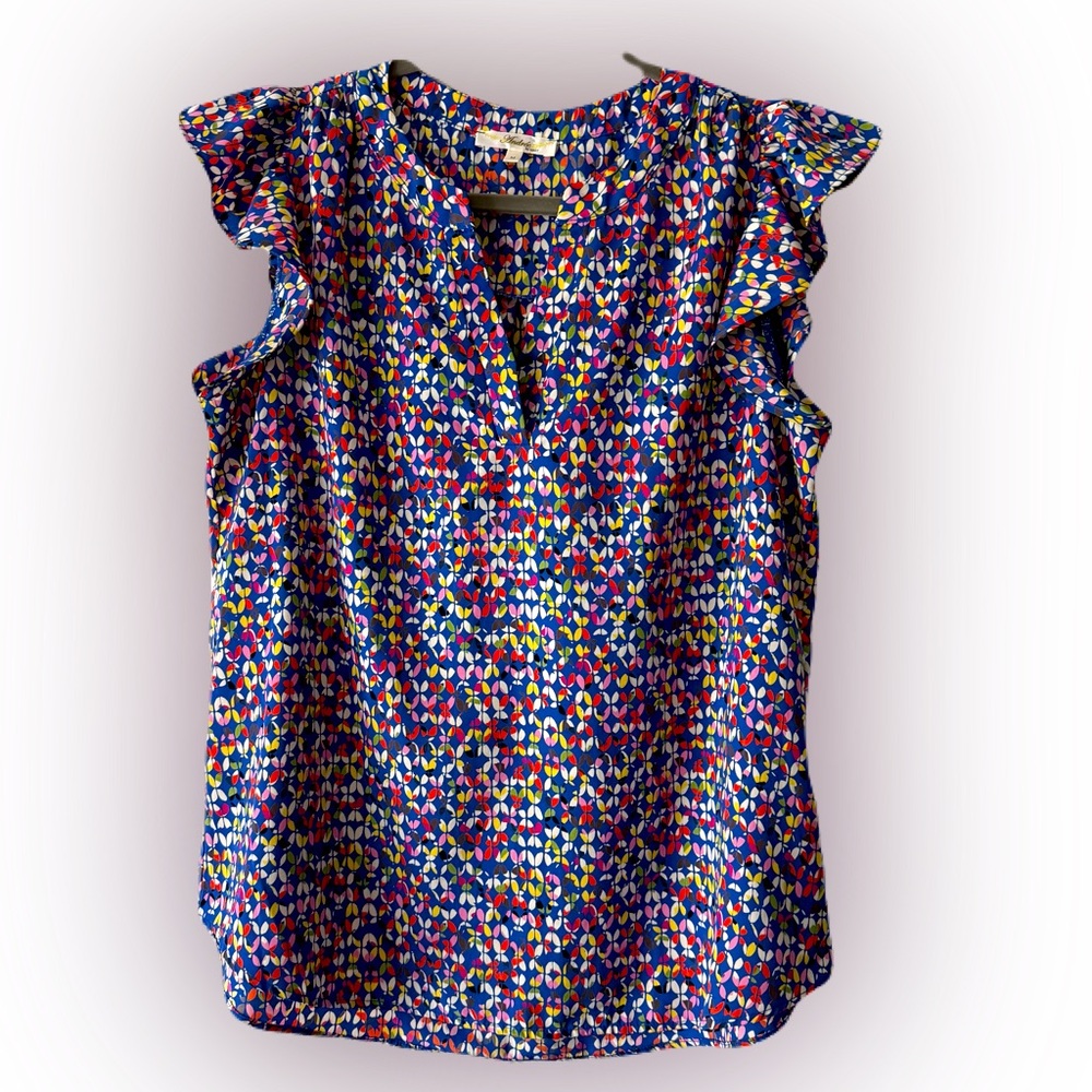 Multicolor Ruffle Sleeve Blouse